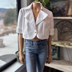 Vintage Bisou Bisou by Michele Bohbot, White Cropped 90's Blazer Women's Large
